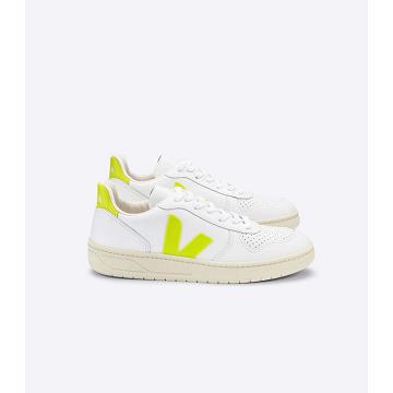 Women's Veja V-10 LEATHER Sneakers White/Mint | ZA 647HAP